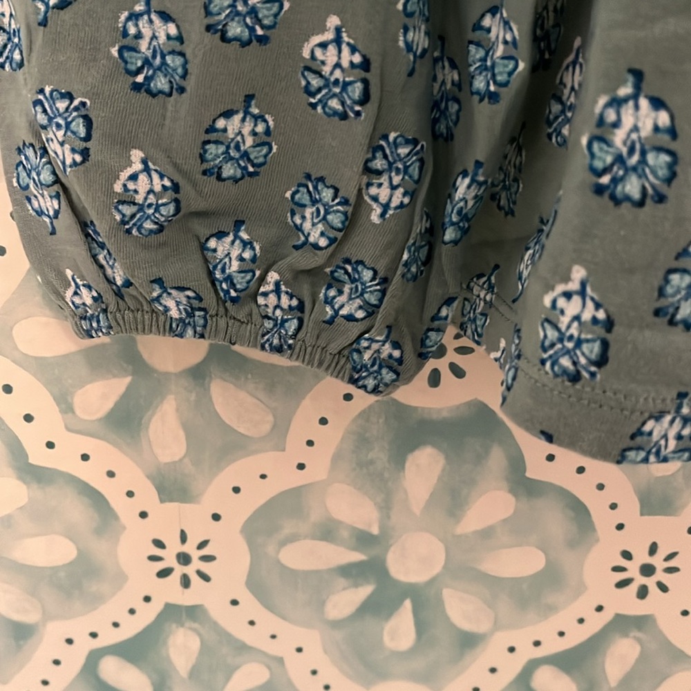 Lucky brand peasant boho top - green multi - Picture 3 of 5